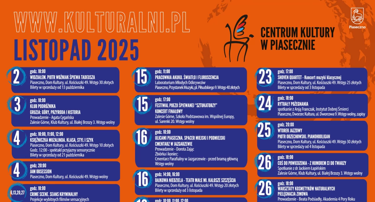 Wydarzenia kulturalne w listopadzie 2025 w Piasecznie