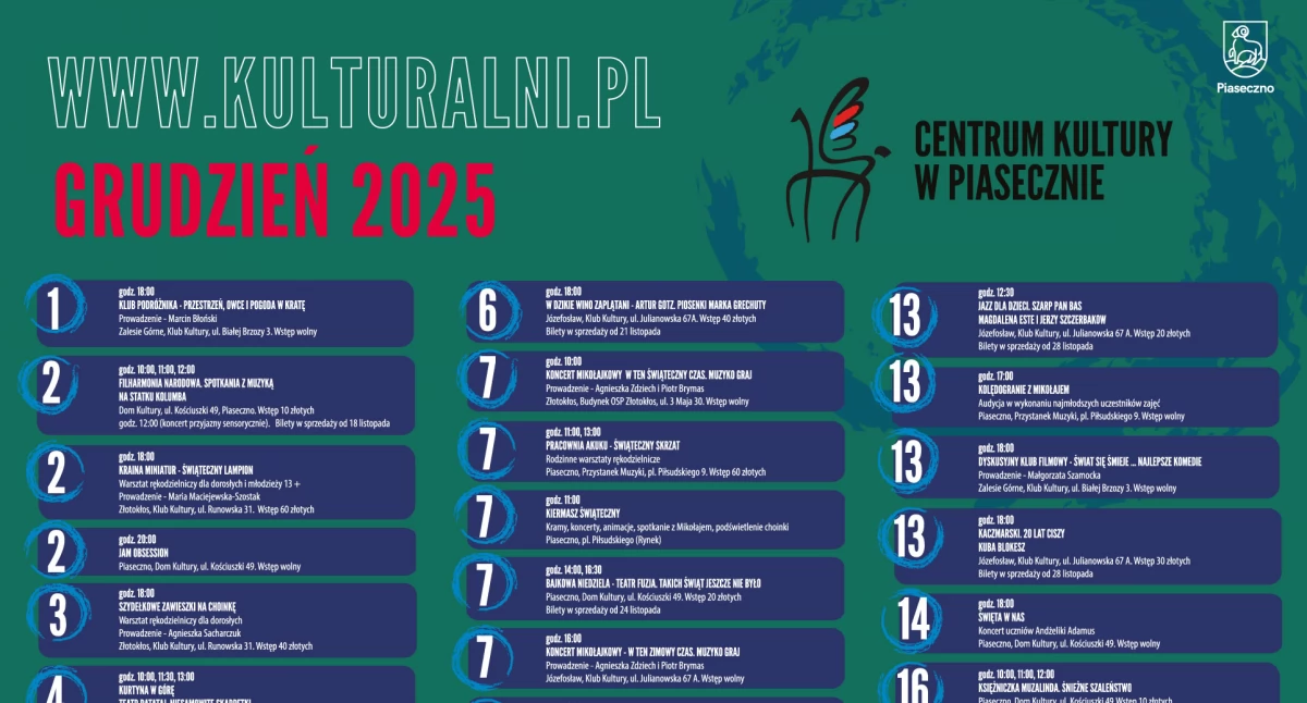 Wydarzenia kulturalne w grudniu 2025 w Piasecznie