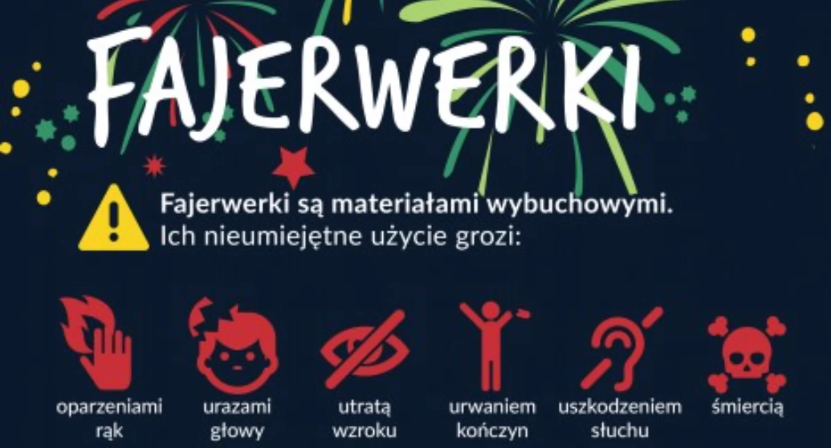 Kronika policyjna, Bezpieczne korzystanie fajerwerków - zdjęcie, fotografia