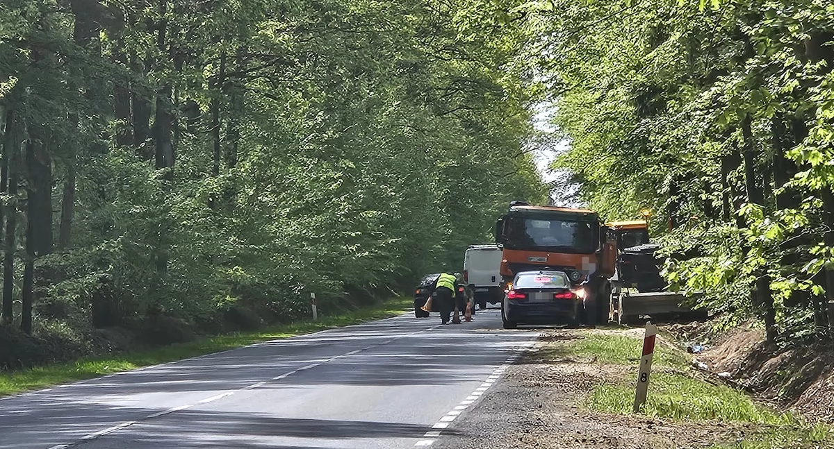 Kronika policyjna, wzorowy wykonanie kierownik robót drogowych mandatem - zdjęcie, fotografia