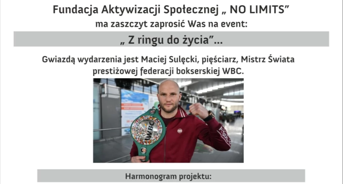 Z ringu do życia spotkanie z Maciejem Sulęckim w Piasecznie